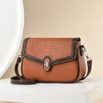 Small Handbags PU Leather High Quality Shoulder Bags for Lady Fashion Brown