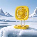 Rechargeable Soft Light Desktop Silent Foldable Electric Table Fan (JK-F666)Yellow - Image 3