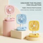 Rechargeable Soft Light Desktop Silent Foldable Electric Table Fan (JK-F666)Yellow - Image 2