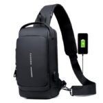 USB charging sport sling Anti-theft shoulder bag (Black shape) - Image 2