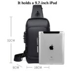 USB charging sport sling Anti-theft shoulder bag (Black shape) - Image 3