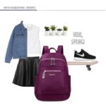 Nylon Backpack Durable Waterproof Casual Shoulder Bag purple Color - Image 5