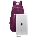 Nylon Backpack Durable Waterproof Casual Shoulder Bag purple Color - Image 2
