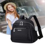 Nylon Backpack Durable Waterproof Casual Shoulder Bag Black Color - Image 2