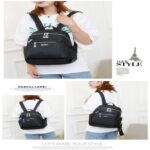 Nylon Backpack Durable Waterproof Casual Shoulder Bag Black Color - Image 3