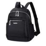 Nylon Backpack Durable Waterproof Casual Shoulder Bag Black Color