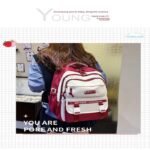 Academy Style School Bag Book Bag Lightweight College Student Backpack(Red) - Image 4