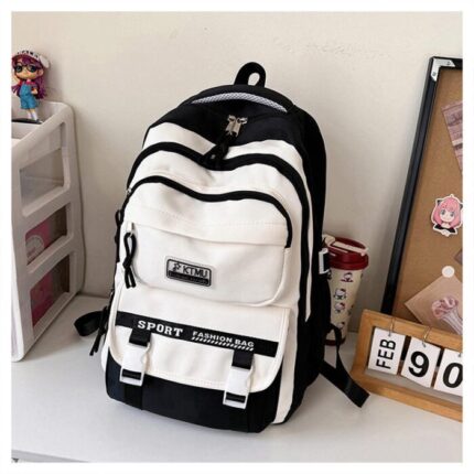Academy Style School Bag Book Bag Lightweight College Student Backpack(Black)