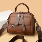 High end ladies' handbag multi-layer large capacity commuting bag Coffee