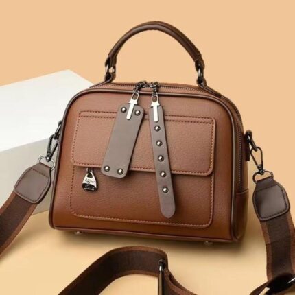 High end ladies' handbag multi-layer large capacity commuting bag Coffee