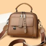 High end ladies' handbag multi-layer large capacity commuting bag Brown