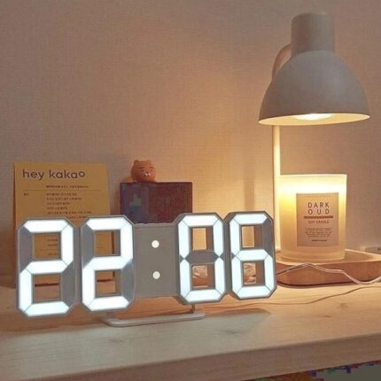 3D Digital Wall Clock LED Table Clock Time Alarm Temperature Date Sound Control Night Light With Remote Control Clock-000016