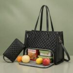 Women's Premium Lunch Tote & Pouch Set(Black)